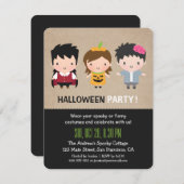 かわいくカラフルな子供のハローウィンパーティの招待状 招待状 (正面/裏面)