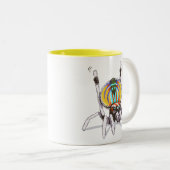 かわいくカラフルな孔雀のくものスケッチの芸術のマグ ツートーンマグカップ (正面右)