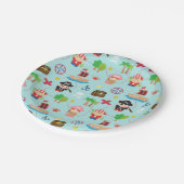 かわいくカラフルな海賊パターン子供の誕生日のパーティー ペーパープレート (アングル)