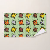 かわいくカラフルな猫の顔パターンBathタオルセット バスタオルセット (ハンドタオル)