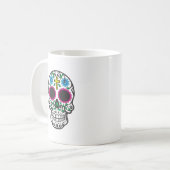 かわいくカラフルな砂糖のスカルdia de los muertos コーヒーマグカップ (正面左)