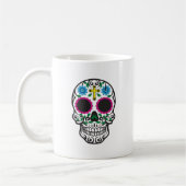 かわいくカラフルな砂糖のスカルdia de los muertos コーヒーマグカップ (左)