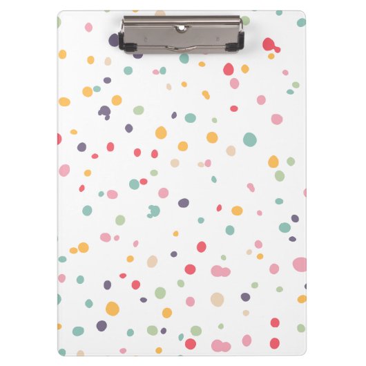 かわいくカラフルな紙吹雪のドット・パターン クリップボード (正面)