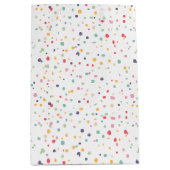 かわいくカラフルな紙吹雪のドット・パターン ミディアムペーパーバッグ (正面)