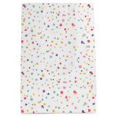 かわいくカラフルな紙吹雪のドット・パターン ミディアムペーパーバッグ (裏面)