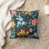 かわいくカラフルな花パターン クッション (ブランケット)