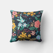 かわいくカラフルな花パターン クッション (裏面)