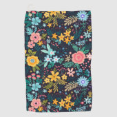 かわいくカラフルな花パターン ゴルフタオル (正面)