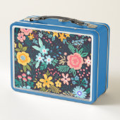 かわいくカラフルな花パターン メタルランチボックス (裏面)