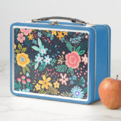 かわいくカラフルな花パターン メタルランチボックス (インサイチュ)