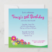 かわいくカラフルな草原の花の蝶フクロウのきのこ 招待状 (裏面)