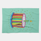 かわいくカラフルな誕生会のケーキ キッチンタオル (横)