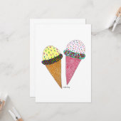 かわいくカラフルな誕生日のアイスクリーム カード (正面/裏面インサイチュ)
