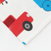 かわいくカラフルな飛行機、列車および車パターン フリースブランケット (角)