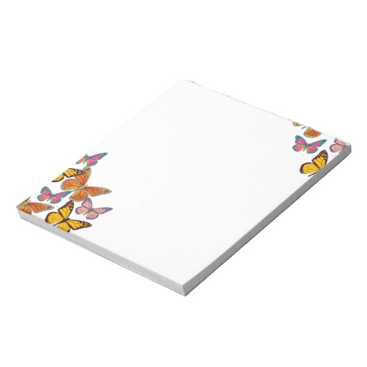かわいくガーリーでカラフルな蝶 ノートパッド (回転)