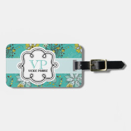 かわいくガーリーでパーソナライズな花いっぱいのパターン落書き ラゲッジタグ