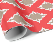 かわいくガーリーで赤いイカット種族パターンモノグラム ラッピングペーパー (ロールコーナー)