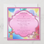 かわいくガーリーなテディー・ベアの誕生会 招待状 (裏面)