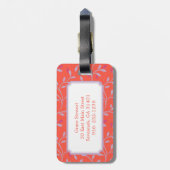 かわいくガーリーなパステル調の紫色の花パターンモノグラム ラゲッジタグ (裏面縦)