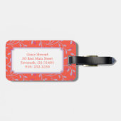 かわいくガーリーなパステル調の紫色の花パターンモノグラム ラゲッジタグ (裏面横)