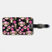 かわいくガーリーなピンクのソックスは黒の女の子をまねます ラゲッジタグ (裏面横)