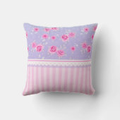 かわいくガーリーなピンクのピンクの花パターン名前をカスタムする クッション (裏面)