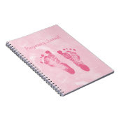 かわいくガーリーなピンクのベビーの足跡の妊娠ジャーナル ノートブック (右側)