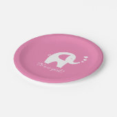 かわいくガーリーなピンク象のベビーシャワーの紙皿 ペーパープレート (アングル)