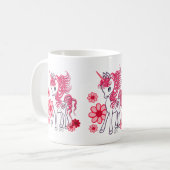 かわいくガーリーなベビーのユニコーンの赤 コーヒーマグカップ (正面左)