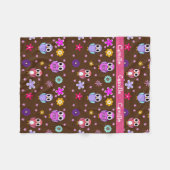 かわいくガーリーな漫画のフクロウのフリースブランケット フリースブランケット (正面(横))