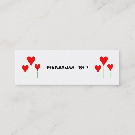 かわいくガーリーな花の結婚式のハートかBusinessCardChic スキニー名刺 (正面)