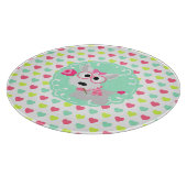 かわいくガーリーなWestieの子犬のピンクのミントのハートパターン カッティングボード (角)