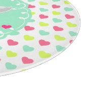 かわいくガーリーなWestieの子犬のピンクのミントのハートパターン カッティングボード (角)