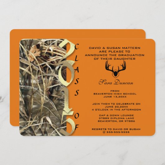 かわいくクラシックでエレガントな2015年の卒業の招待状 招待状 (正面/裏面)