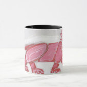 かわいくコンテンポラリーなライオンのコーヒー・マグのはっきりしたで赤い黒 マグカップ (中央)