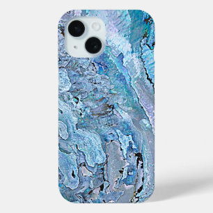 かわいくシックな紫色の青くフェイクなアワビの貝パターン iPhone 15ケース