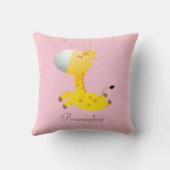 かわいくパーソナライズなキリンのピンク クッション (裏面)