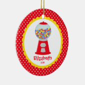 かわいくパーソナライズなクリスマスのオーナメントの女の子Gumball セラミックオーナメント (右)