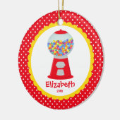 かわいくパーソナライズなクリスマスのオーナメントの女の子Gumball セラミックオーナメント (左)