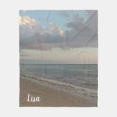 かわいくパーソナライズなビーチの写真のプリント フリースブランケット (正面)