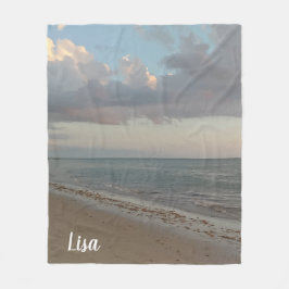 かわいくパーソナライズなビーチの写真のプリント フリースブランケット