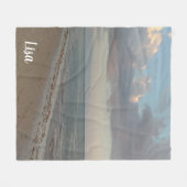 かわいくパーソナライズなビーチの写真のプリント フリースブランケット (正面(横))