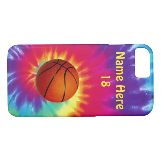 かわいくパーソナライズな絞り染めのバスケットボールの電話箱 Case-Mate iPhoneケース (裏面(横))