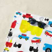 かわいくパーソナライズな飛行機、列車および車パターン ビーチタオル (インサイチュ)