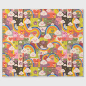 かわいくファンキーなharajukuのイラストレーションパターン ラッピングペーパー (フラット)