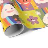 かわいくファンキーなharajukuのイラストレーションパターン ラッピングペーパー (ロールコーナー)