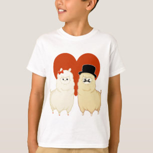 かわいくファンシーなアルパカのカップル Tシャツ