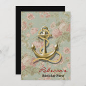 かわいくフランスのな国の花のガーリーで航海のないかり 招待状 (正面/裏面)