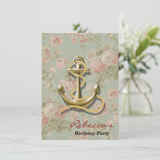 かわいくフランスのな国の花のガーリーで航海のないかり 招待状 (スタンド正面)