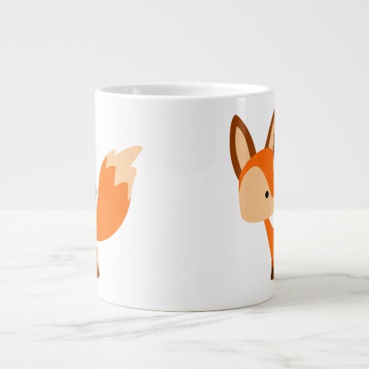 かわいくフレンドリーな漫画のキツネのジャンボマグ ジャンボコーヒーマグカップ (正面)